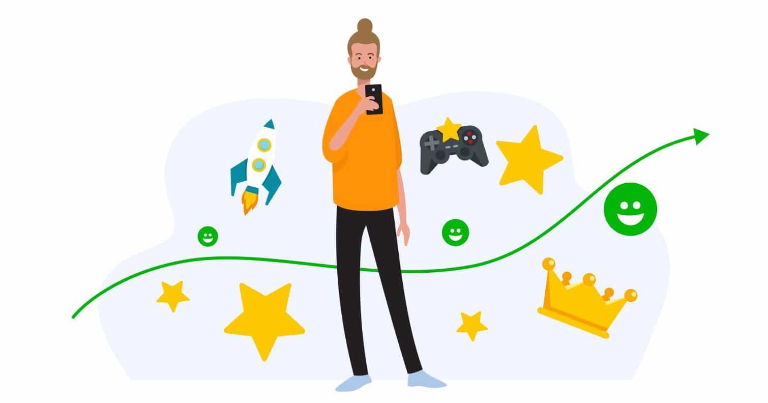 man scoring a product positively