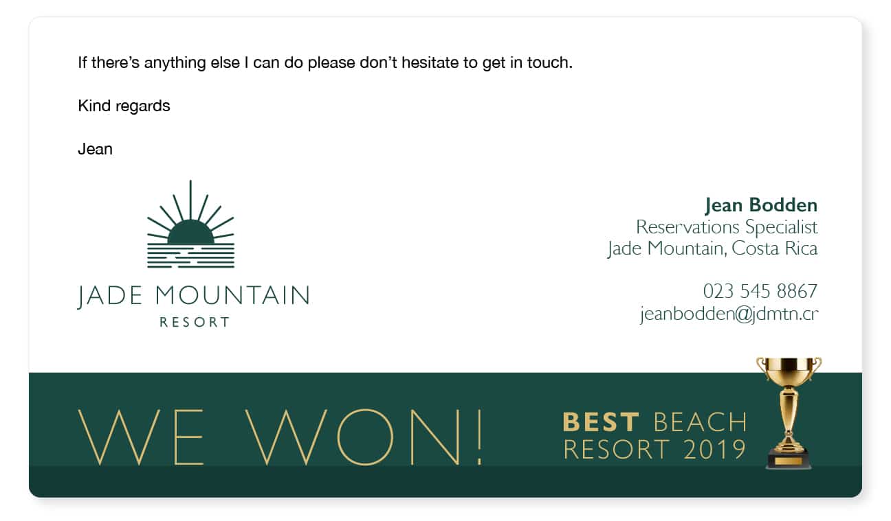 award win email signature