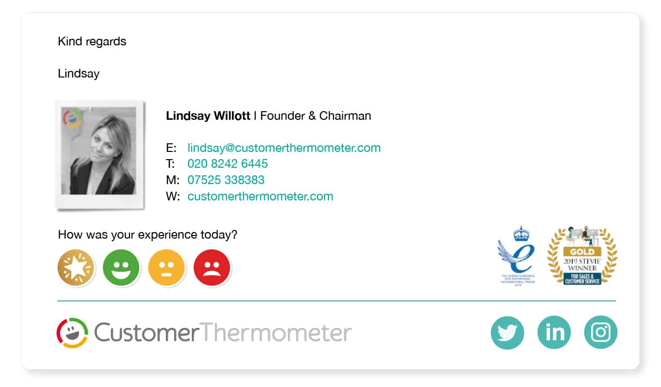 picture email signature example gain customer feedback