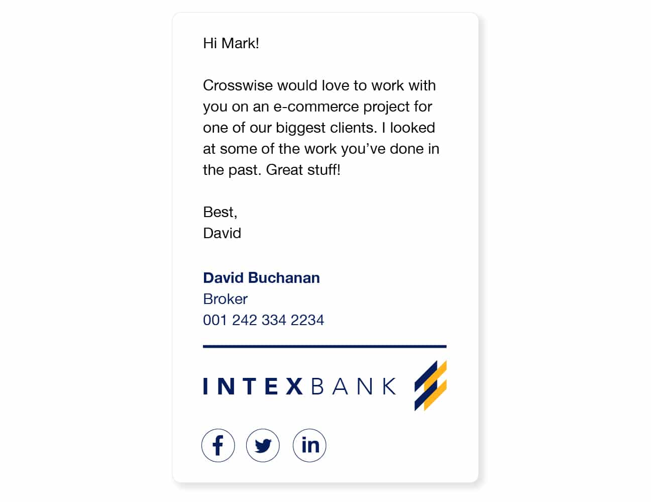 iPhone email signature example