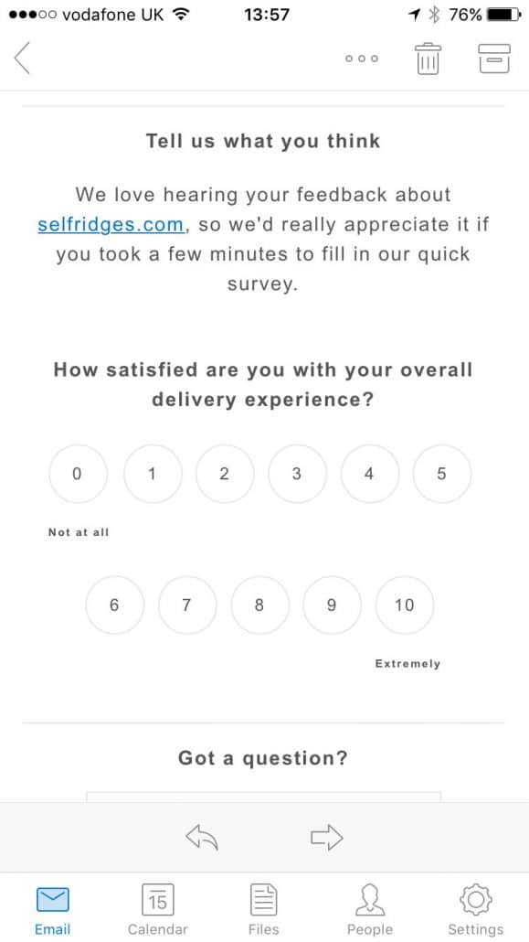 selfridges short survey