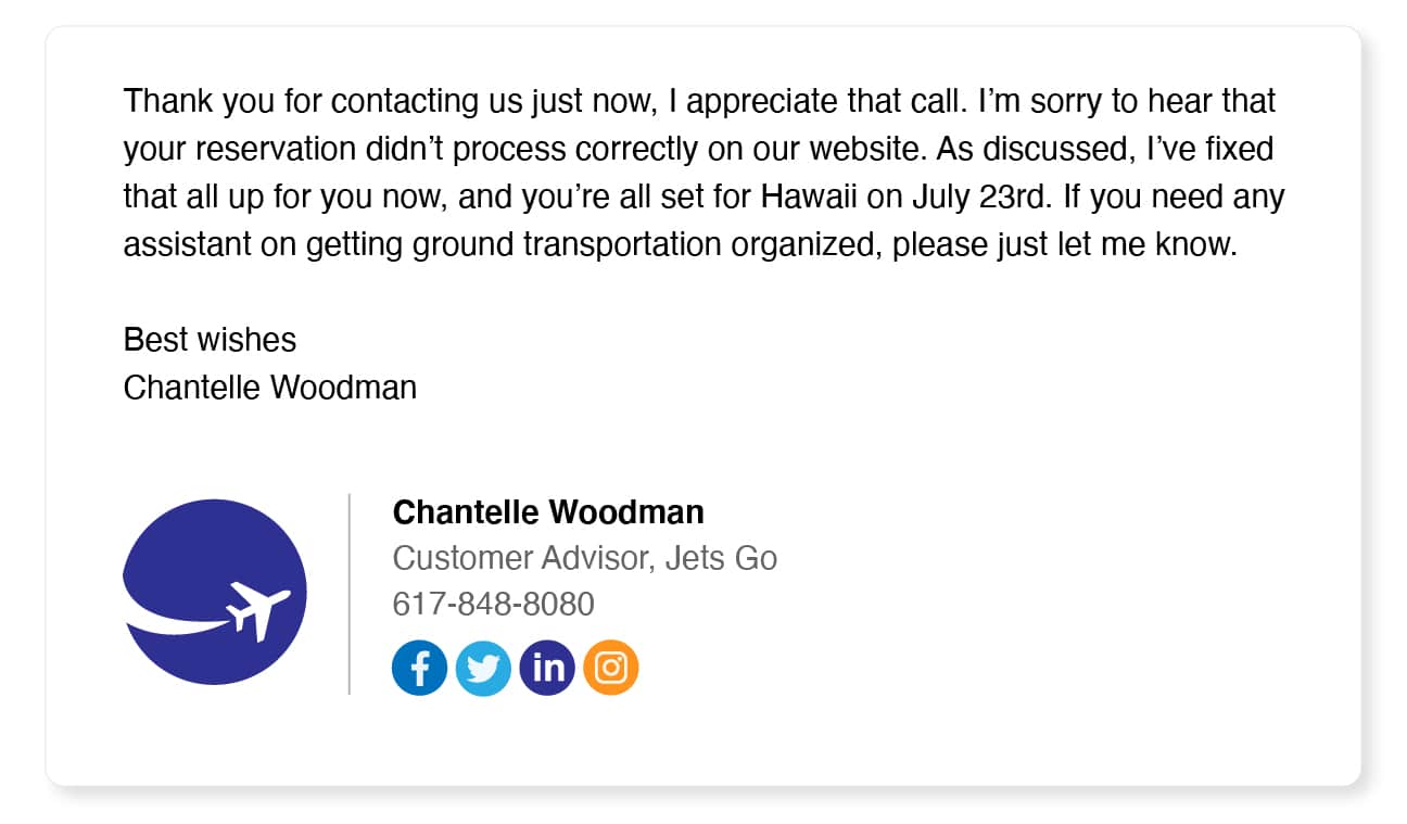 simple email signature example