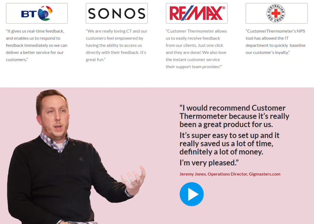 Example testimonials page