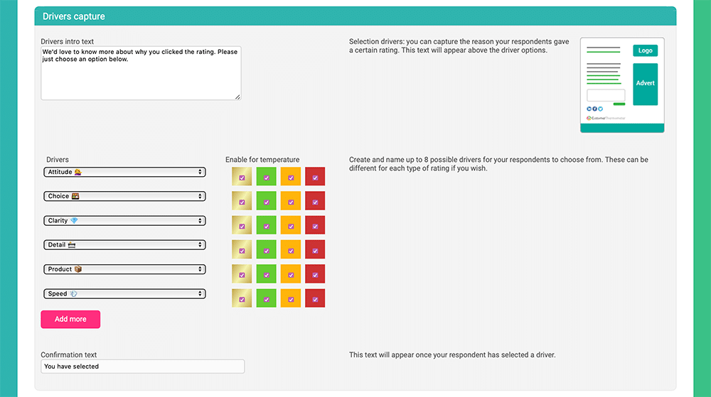 Survey emotional drivers build page